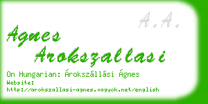 agnes arokszallasi business card